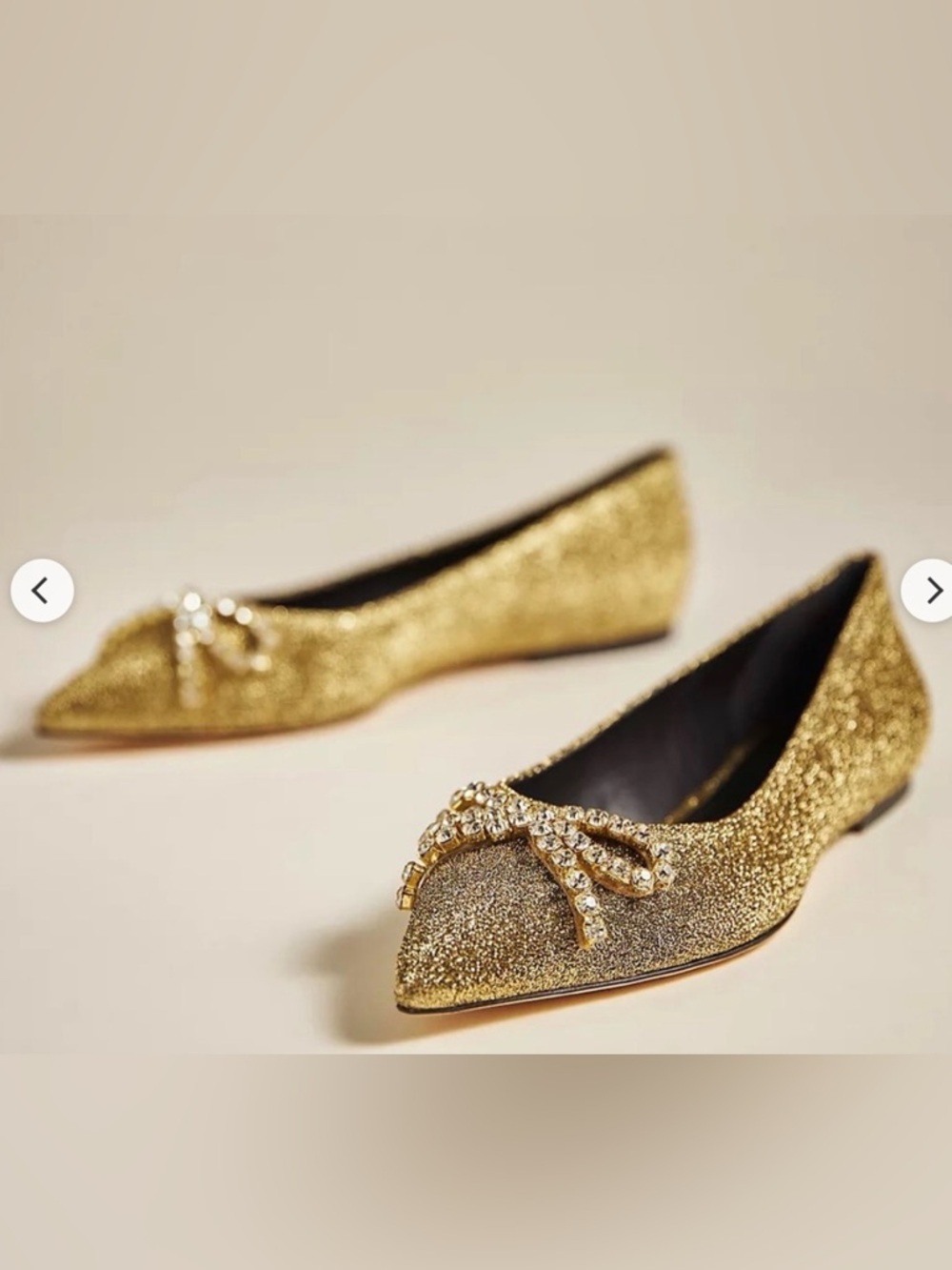 Larroudé Lee Crystal-Embellished Lurex Flats Women’s Size 8 New
